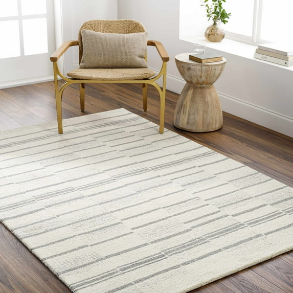 Hauteloom Loba Wool Living Room, Bedroom Area Rug - Beige, Gray - 8' x 10'