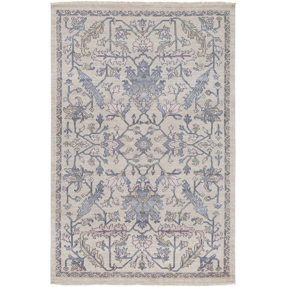 Hauteloom Loleta Living Room, Bedroom Area Rug - Updated Traditional - Gray, Beige, Pink - 2' x 3'