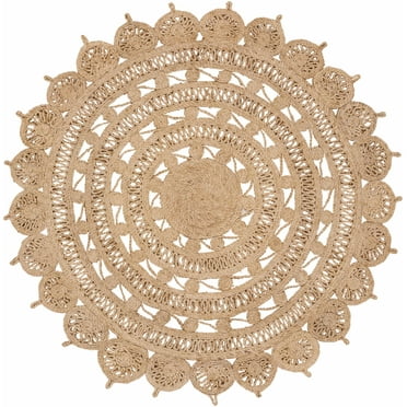 Hauteloom Longville Jute Living Room, Bedroom Area Rug - Traditional, Transitional - Tan - 3' Round