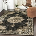 thumbnail image 1 of Hauteloom Lostwithiel Farmhouse Living Room Bedroom Dining Room Area Rug - Boho, Bohemian Vintage Medallion - Traditional Oriental Style Carpet - Black, Brown, Tan - 7'10" x 11'2", 1 of 14