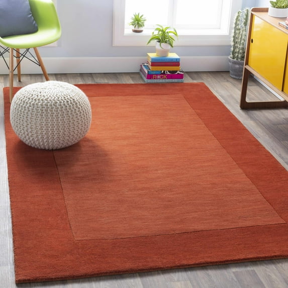 Hauteloom Lowmansville Wool Living Room, Bedroom Area Rug - Contemporary - High Pile - Rust - 8' x 11'