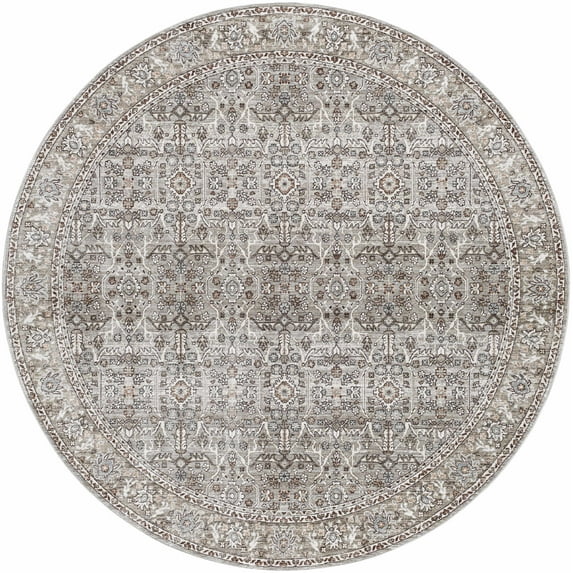 Hauteloom Lugo Living Room, Bedroom Area Rug - Oriental Traditional Bohemian - Brown - 5'3"- Round