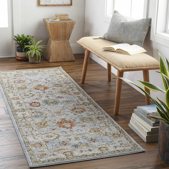 Hauteloom Luklukan Hallway, Kitchen Runner Rug - Beige, Blue, Red - 2'7" x 7'3"