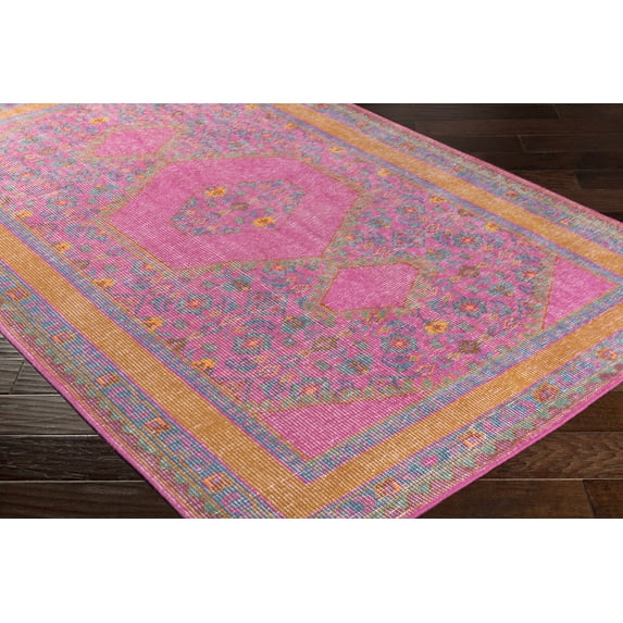 Hauteloom Lustre Wool Living Room, Bedroom Area Rug - Traditional - Magenta, Burnt Orange, Green - 2' x 3'