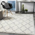 thumbnail image 1 of Hauteloom Lux Shag - Moroccan Farmhouse Living Room Shaggy Area Rug - Bohemian Shag Rug - Plush High Pile - Boho Soft Carpet - Square Pattern - Cream, Grey, Off White, Beige - 6'7" x 9'6", 1 of 8