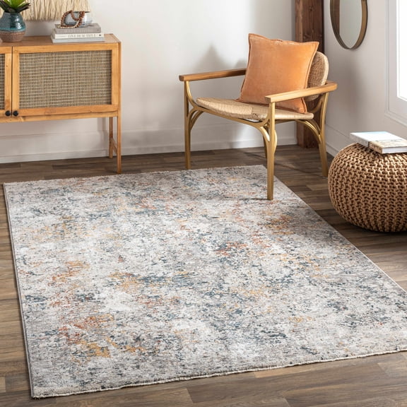 Hauteloom Nekut Living Room, Bedroom Area Rug - Abstract Distressed Faded - Contemporary Modern Transitional - Gray, Cream, Beige - 9' x 12'2"