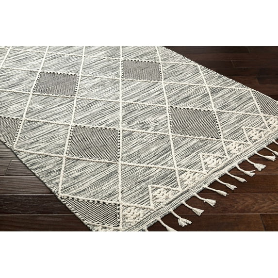Hauteloom Mabua Wool Living Room, Bedroom Area Rug - Black, Beige - 2' x 3'