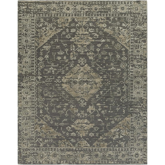 Hauteloom Macgregor Living Room, Bedroom Area Rug - Traditional - Gray, Green - 8'10" x 12'