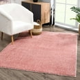 thumbnail image 1 of Hauteloom Machine Washable Solid Shag Rug - Judy Plain Living Room Bedroom Shaggy Area Rug - Fluffy Plush High Pile Carpet - Pink, Light Red, Light Burgundy - 6'7" x9', 1 of 12