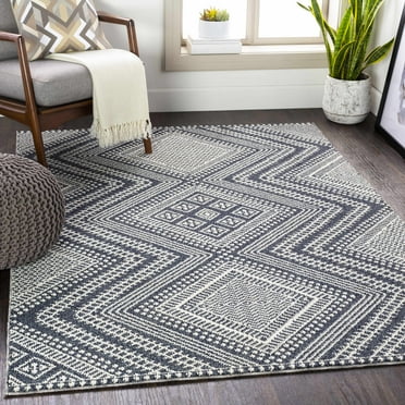 Hauteloom Madison Living Room, Bedroom Area Rug - Bohemian, Transitional - Black, Gray, White - 18" Sample