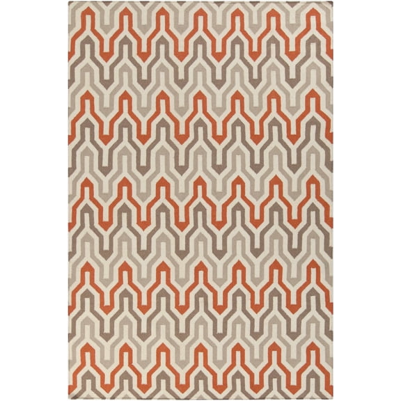 Hauteloom Madisonburg Wool Living Room, Bedroom Area Rug - Transitional - Cream, Orange, Tan - 2' x 3'