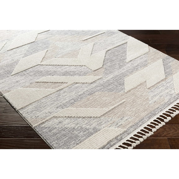 Hauteloom Magazine Living Room, Bedroom Area Rug - Bohemian, Transitional - High Pile - Gray, Tan - 5'3" x 7'3"