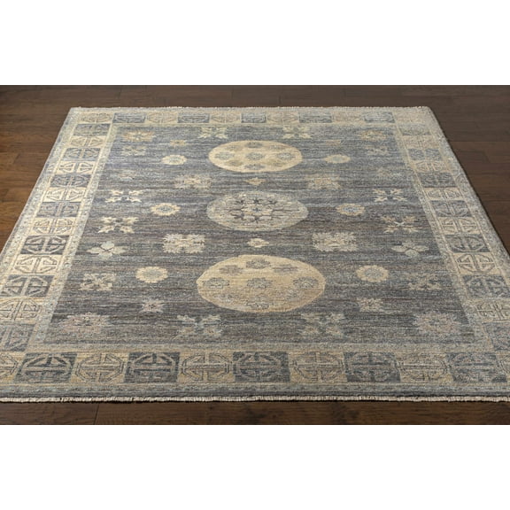 Hauteloom Maggotty Wool Living Room, Bedroom Area Rug - Traditional - DarkBlue, MediumGray, MediumBrown - 2' x 3'