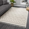 thumbnail image 1 of Hauteloom Magnolia MGN-2301 - Molde Moroccan Farmhouse Living Room Area Rug with Tassel - High Low Carpet - Tribal Boho Style - Southwestern Geometric Pattern - Beige, Cream, Brown 7'10" x 10', 1 of 6
