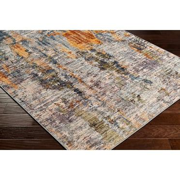 Hauteloom Malawag Living Room, Bedroom Machine Washable Area Rug - Contemporary - Mustard, Rust, Navy - 2'7" x 4'