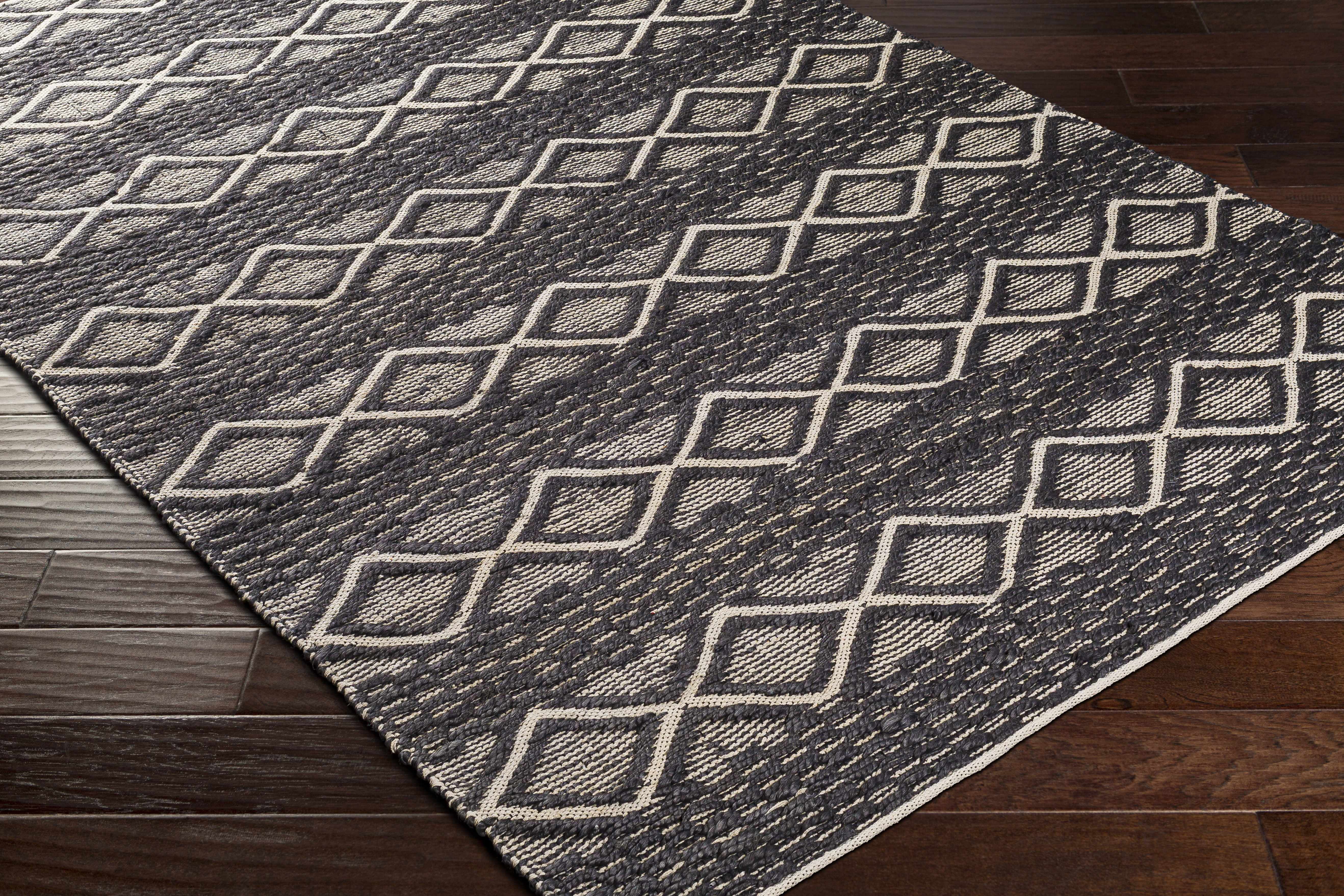 Hauteloom Maluanluan Jute Living Room, Bedroom Area Rug - Bohemian, Transitional - Black, Peach - 2' x 3'