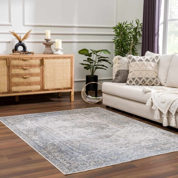 Hauteloom Manhattan Machine Washable Area Rug for Living Room, Bohemian, Vintage Distressed - Medallion Traditional Carpet - Pet Friendly - Faded - Brown, Orange - 2'3" x 3'9"