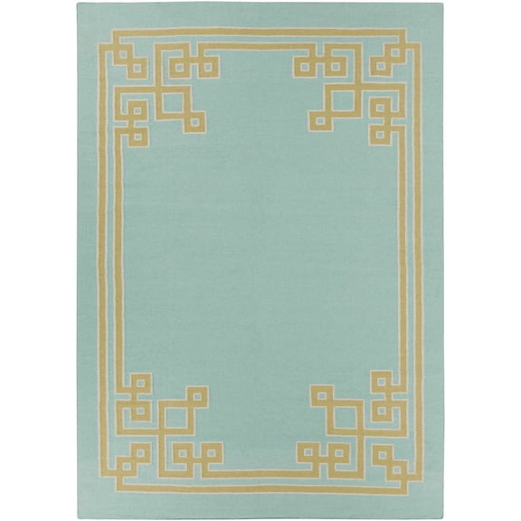 Hauteloom Manitou Wool Living Room, Bedroom Area Rug - Contemporary - Aqua, Olive, Light Gray - 8' x 11'