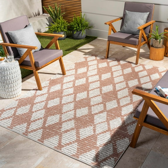 Hauteloom Mansilingan Living Room, Bedroom Patio Outdoor Area Rug - Beige, Brown - 5'3" x 7'3"
