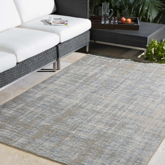 Hauteloom Manzanita Living Room, Bedroom Patio Outdoor Area Rug - Indoor/Outdoor - Blue, Beige - 5'3" x 7'7"