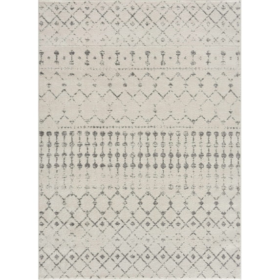 Hauteloom MARASH Living Room, Bedroom Area Rug - Farmhouse, Transitional - Cream, Ivory, Gray - 5'3" x 7'3"