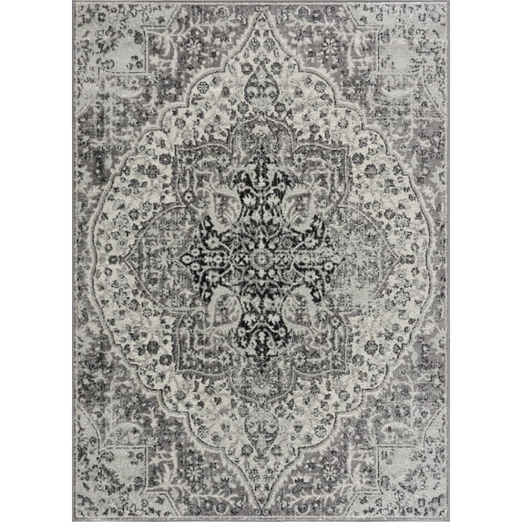 Hauteloom Marash Collection Ozer Oriental Persian Living Room, Bedroom Area Rug - Traditional Medallion Pattern - Boho Vintage Distressed - Beige, Purple, Yellow, Pink, Multicolor - 7'10" x 11'
