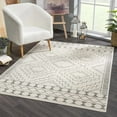thumbnail image 1 of Hauteloom Marash Collection Rook - Moroccan Farmhouse Living Room Bedroom Large Area Rug - Tribal Rustic Style Boho Carpet - Southwestern Geometric Pattern - Beige, Grey, Dark Grey 9' x 12', 1 of 7