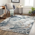 thumbnail image 1 of Hauteloom Marble Swirl Collection Abstract Coastal Living Room Bedroom Dining Room Area Rug - Modern Contemporary Bohemian - Grey, Beige, Dark Blue, Brown - 9'2" x 12', 1 of 7