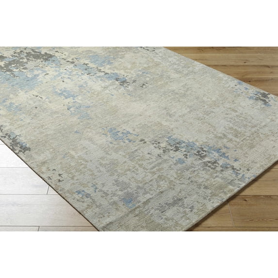Hauteloom Marco Wool Living Room, Bedroom Area Rug - Contemporary - Charcoal, Cream, Denim - 2' x 3'