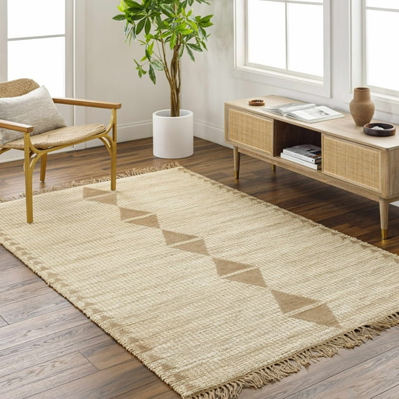 Hauteloom Marie Jute Living Room, Bedroom Area Rug - Traditional, Transitional - Beige, Sandstone, Taupe - 8' x 10'