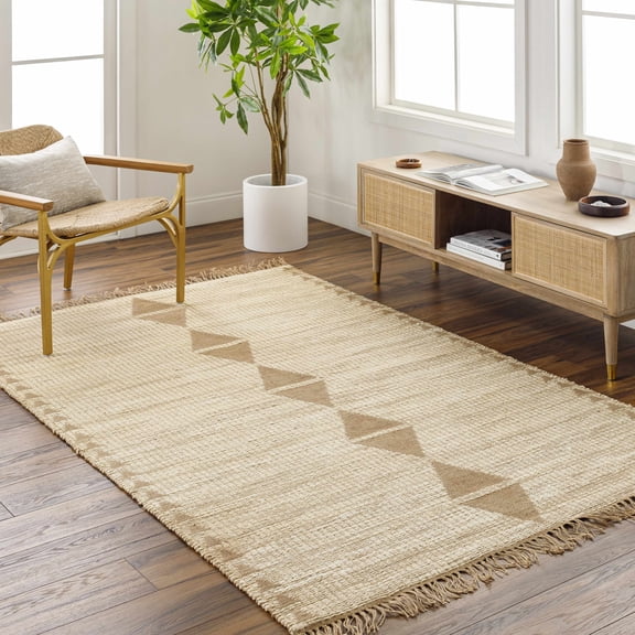 Hauteloom Marie Jute Living Room, Bedroom Area Rug - Traditional, Transitional - Beige, Sandstone, Taupe - 5' x 7'6"