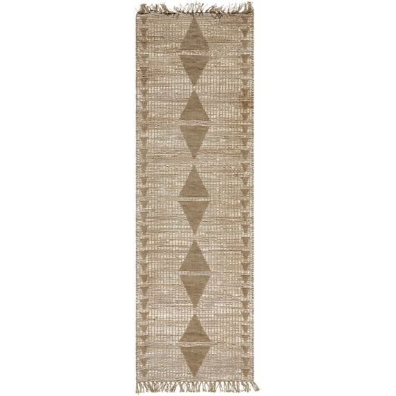 Hauteloom Marie Jute Hallway, Kitchen Runner Rug - Traditional, Transitional - Beige, Sandstone, Taupe - 2'6" x 8'