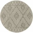 thumbnail image 1 of Hauteloom Marwood Outdoor Area Rug - Outside Porch Patio Rug Carpet - Waterproof Rug - Southwestern Tribal Farmhouse - Black, Grey - 7'10" Round, 1 of 20