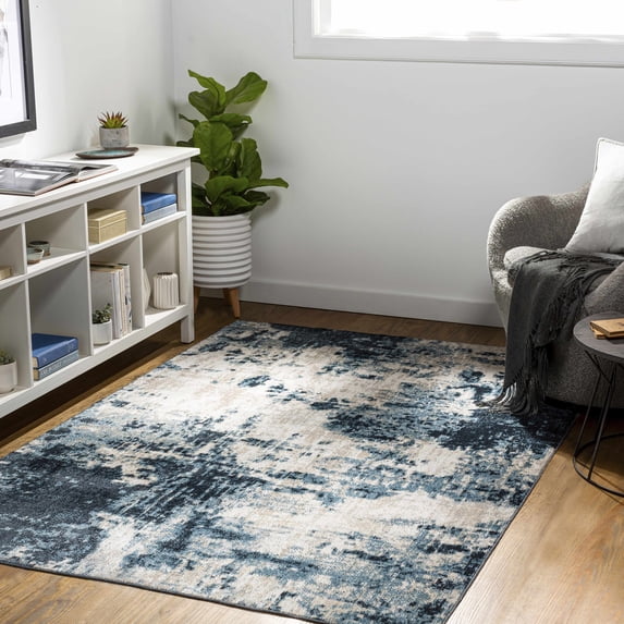 Hauteloom Masiga Living Room, Bedroom Machine Washable Area Rug - Beige, Blue - 6'7" x 9'