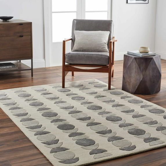 Hauteloom Matt Wool Living Room, Bedroom Area Rug - Contemporary - Sage, Taupe, Off White - 2' x 3'