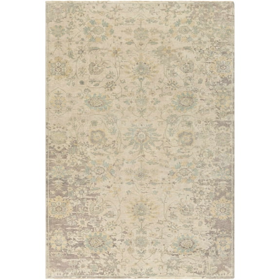 Hauteloom Maybee Wool Living Room, Bedroom Area Rug - Transitional - Lavender, Light Sage, Teal - 2' x 3'
