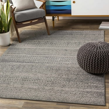 Hauteloom McKinney Living Room, Bedroom Area Rug - Modern - Gray, Beige - 5'3" x 7'3"