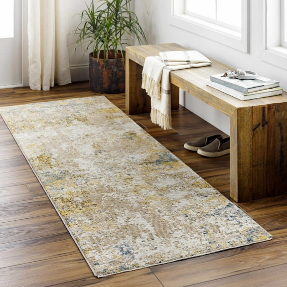 Hauteloom Meads Hallway, Kitchen Runner Rug - Beige, Blue, Brown - 2'7" x 7'3"
