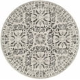 thumbnail image 1 of Hauteloom Megargel Boho Vintage Damask Floral Area Rug - Farmhouse Traditional Medallion Carpet for Living Room, Bedroom - Transitional - Gray, Beige - 5'3"- Round Rug, 1 of 14