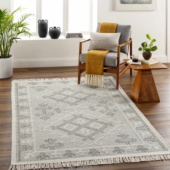 Hauteloom Memo Wool Living Room, Bedroom Area Rug - Traditional - Light Gray, Gray, Dark Gray - 2' x 3'