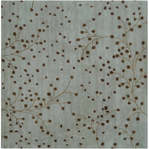 Hauteloom Merkel Hand Tufted Wool Living Room, Bedroom Boho Area Rug - Transitional Farmhouse Dot Pattern - Green, Gray, Brown - 8' Square