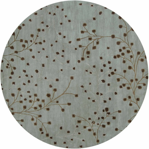 Hauteloom Merkel Hand Tufted Wool Living Room, Bedroom Boho Area Rug - Transitional Farmhouse Dot Pattern - Green, Gray, Brown - 9'9"- Round