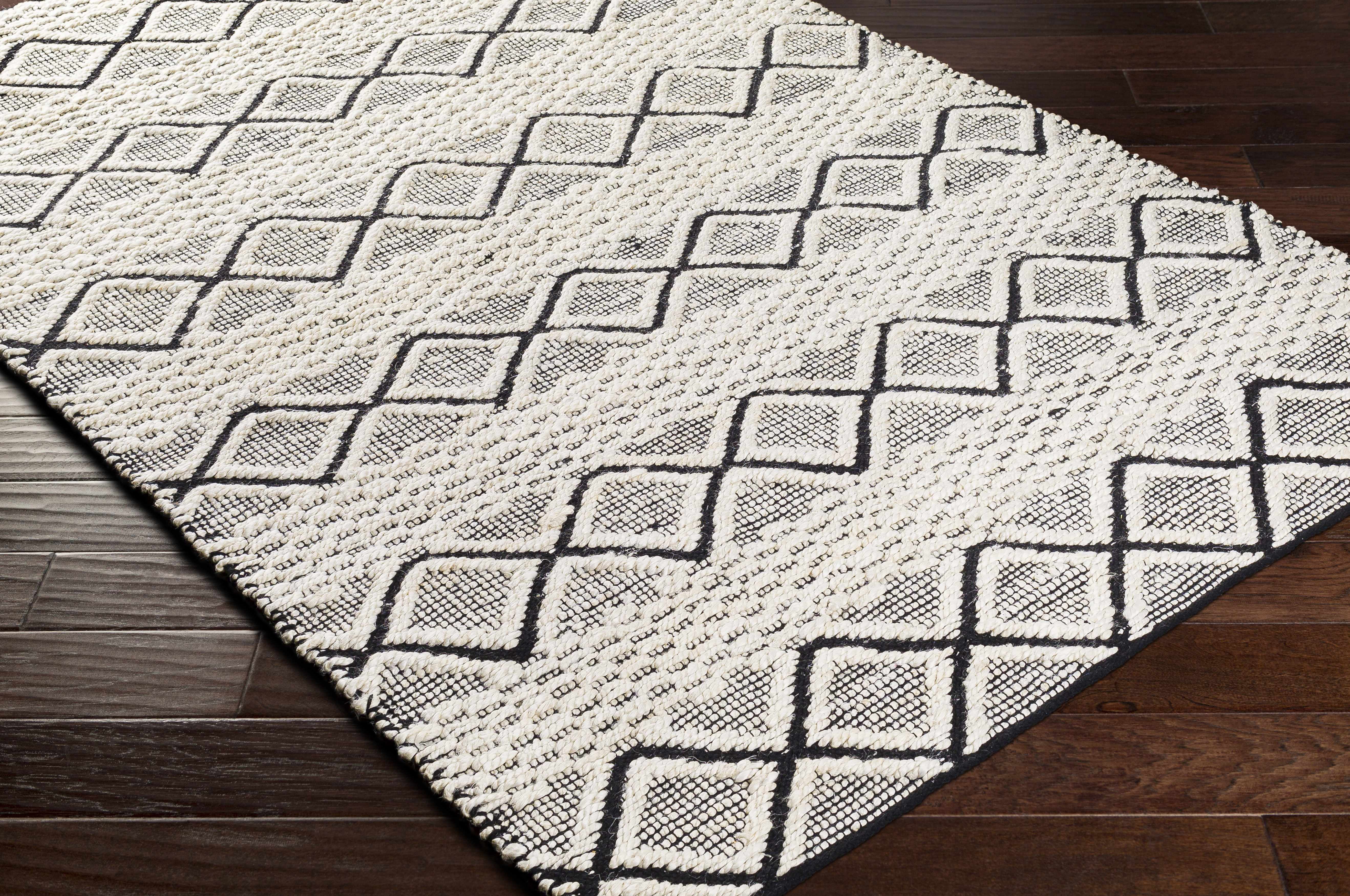 Hauteloom Mescal Jute Living Room, Bedroom Area Rug - Bohemian, Transitional - Cream, Black - 6' x 9'