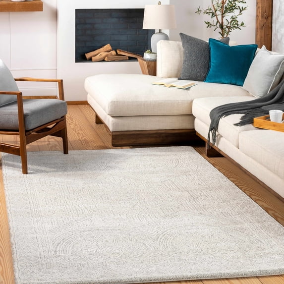 Hauteloom Middleville Living Room, Bedroom Area Rug - Contemporary - High Pile - Charcoal, Cream, Peach - 6'7" x 9'6"