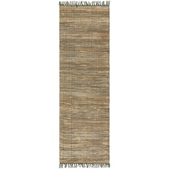 Hauteloom Mihal Jute Hallway, Kitchen Runner Rug - Farmhouse - Camel,Gray,Dark Purple - 2'6" x 8'