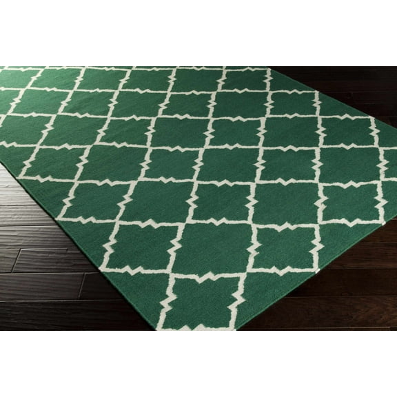 Hauteloom Minehead Wool Living Room, Bedroom Area Rug - Transitional - Green, Light Gray - 2' x 3'