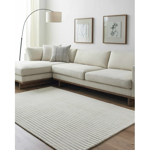 Hauteloom Missa Wool Living Room, Bedroom Area Rug - Contemporary - Cream - 18" Sample