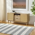 thumbnail image 1 of Hauteloom Moby Recycled Material Striped Farmhouse Living Room, Bedroom Area Rug - Casual Performance Carpet with Tassel, Fringe - Gray, White - 6' x 9', 1 of 9