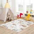 thumbnail image 1 of Hauteloom Mochi Kids Room, Nursery Machine Washable Area Rug - Construction Vehicles Machines - Cream, Brown, Beige - 5'3" x 7', 1 of 8