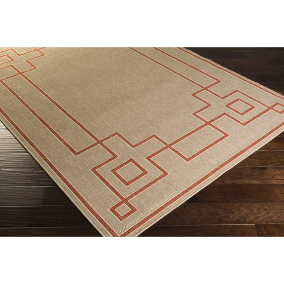 Hauteloom Moffett Living Room, Bedroom Patio Outdoor Area Rug - Traditional, Transitional - Rust, Dark Red, Beige - 8'10" Square